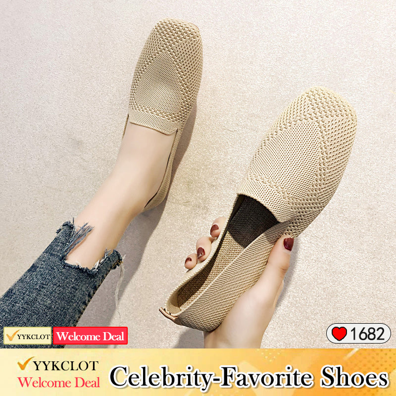 Women's Knitted Soft-soled Casual Shoes Fashion Breathable Loafers