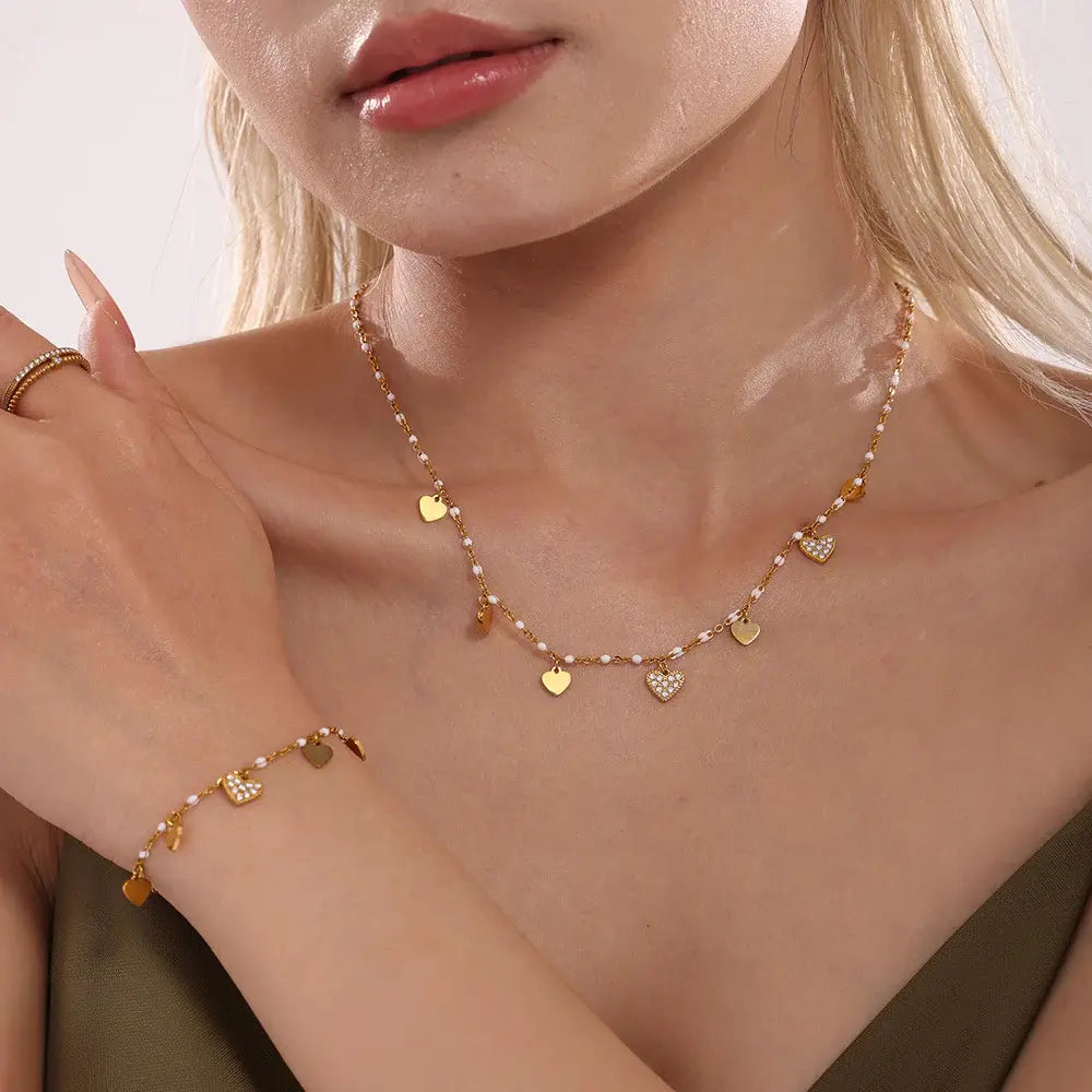 Collier en acier au titane et zircon Fashion Symphony