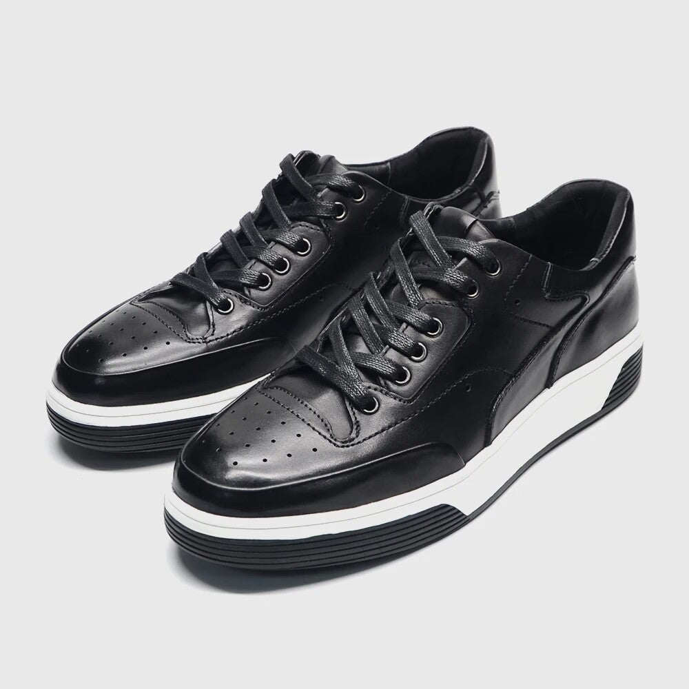Scarpe casual di lusso in pelle fatte a mano, sneakers basse da uomo per l'esterno