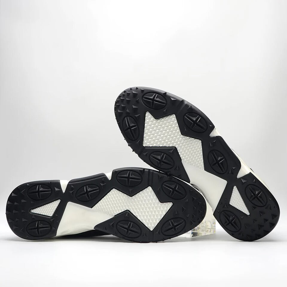 Chaussures de golf antidérapantes noires en cuir de luxe pour hommes