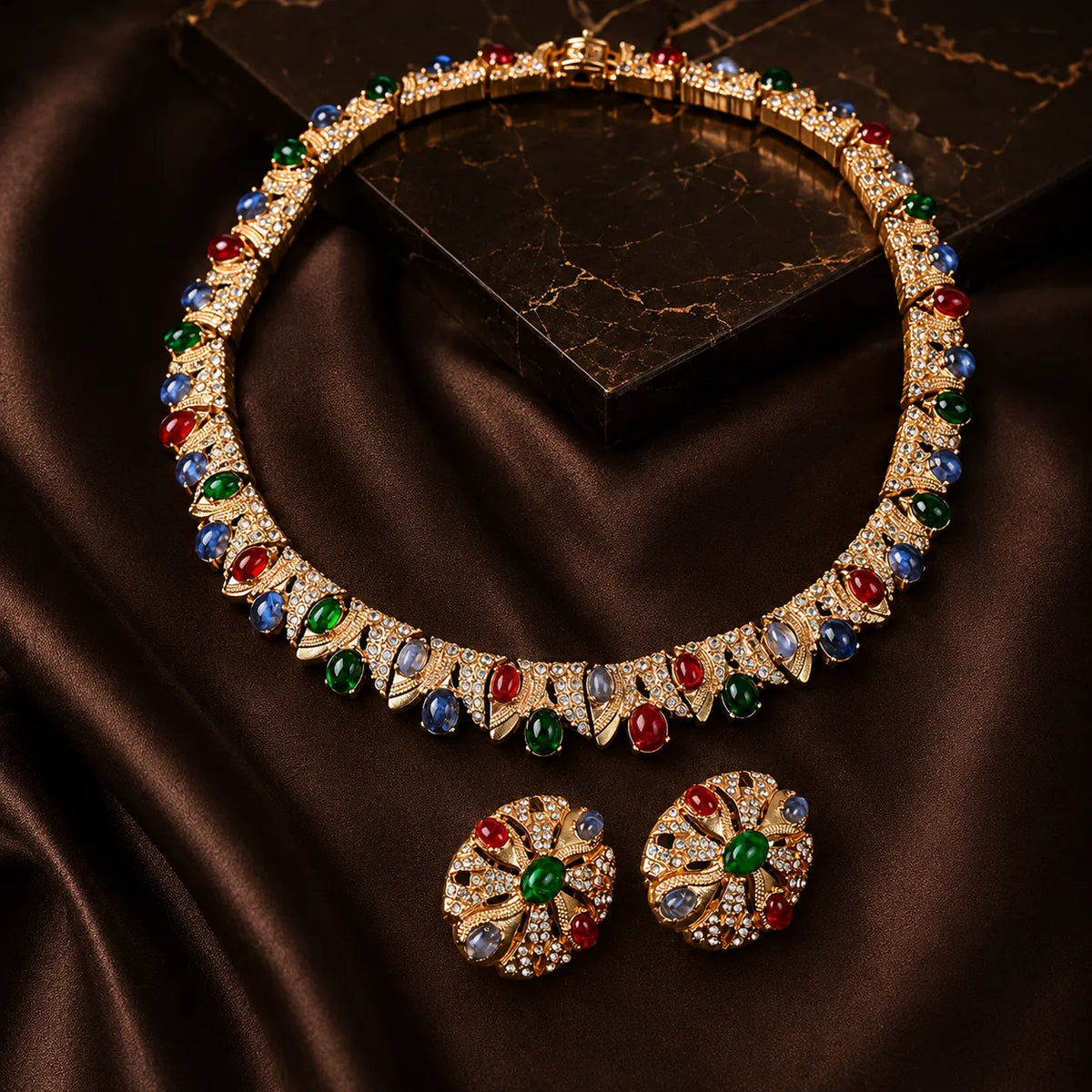 Parure de bijoux élégante en perles et or pour occasions spéciales