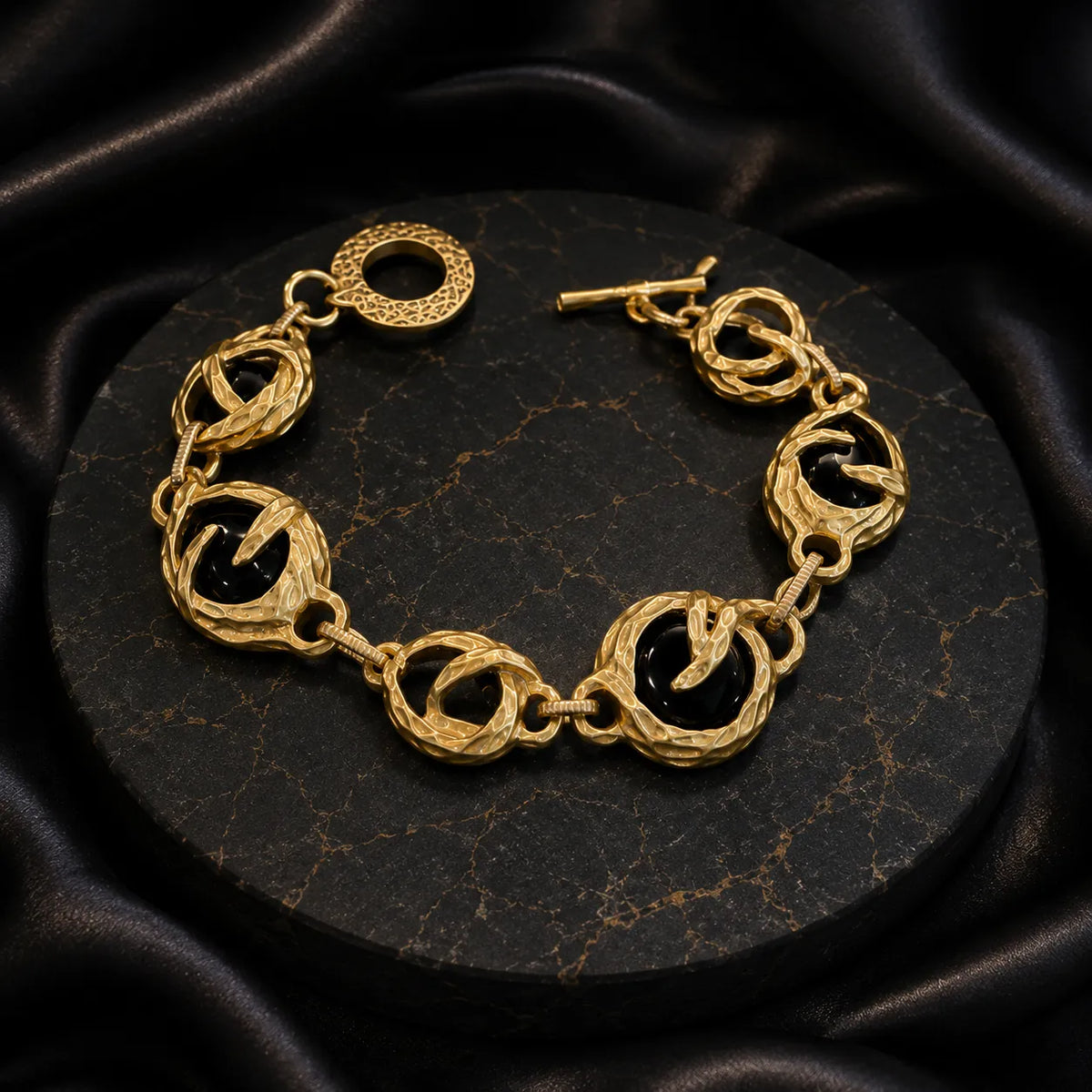 Parure Collier Boucles d'Oreilles Bracelet en Cristal de Luxe Noir et Bleu