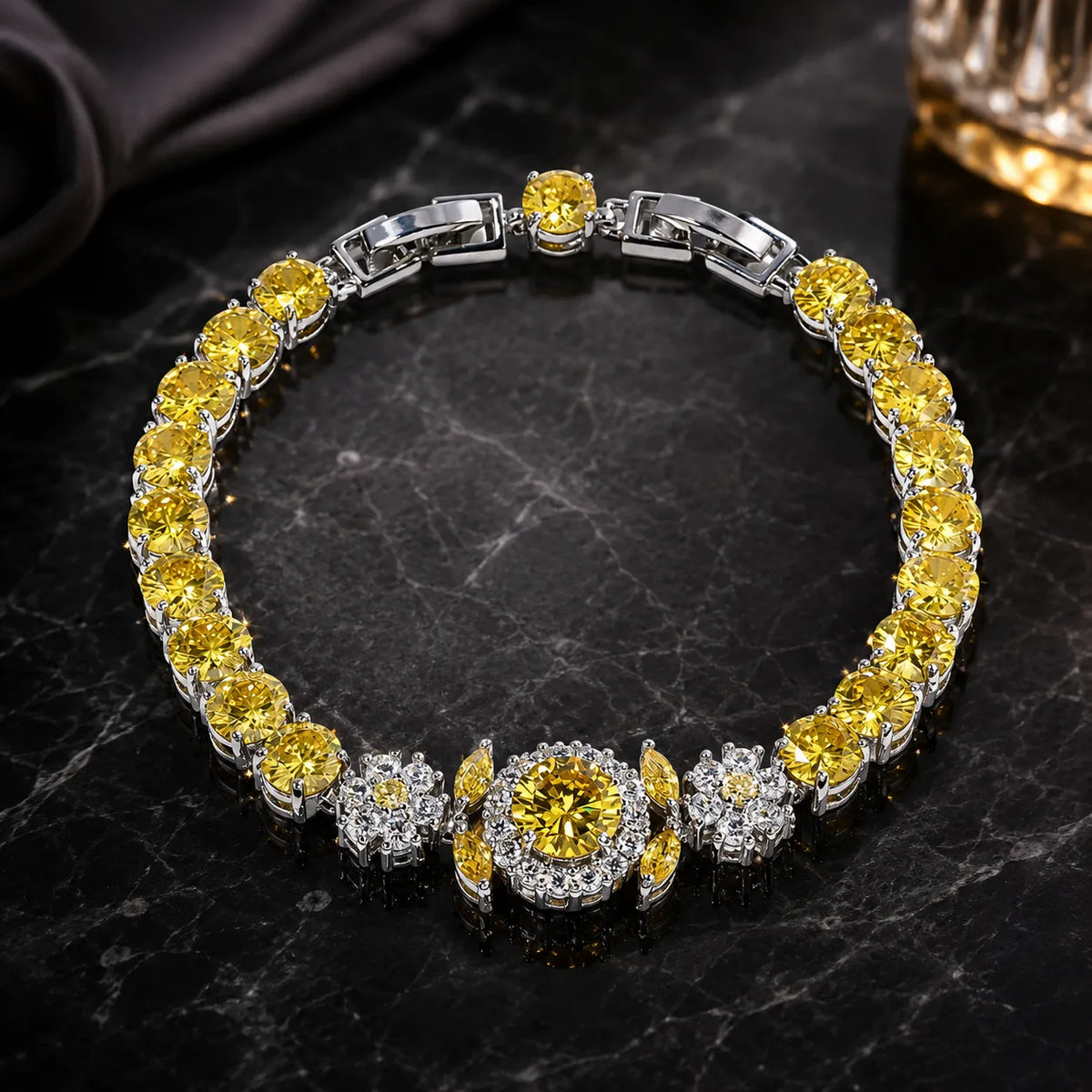 Bracelet de luxe en cristal améthyste violet pour femmes