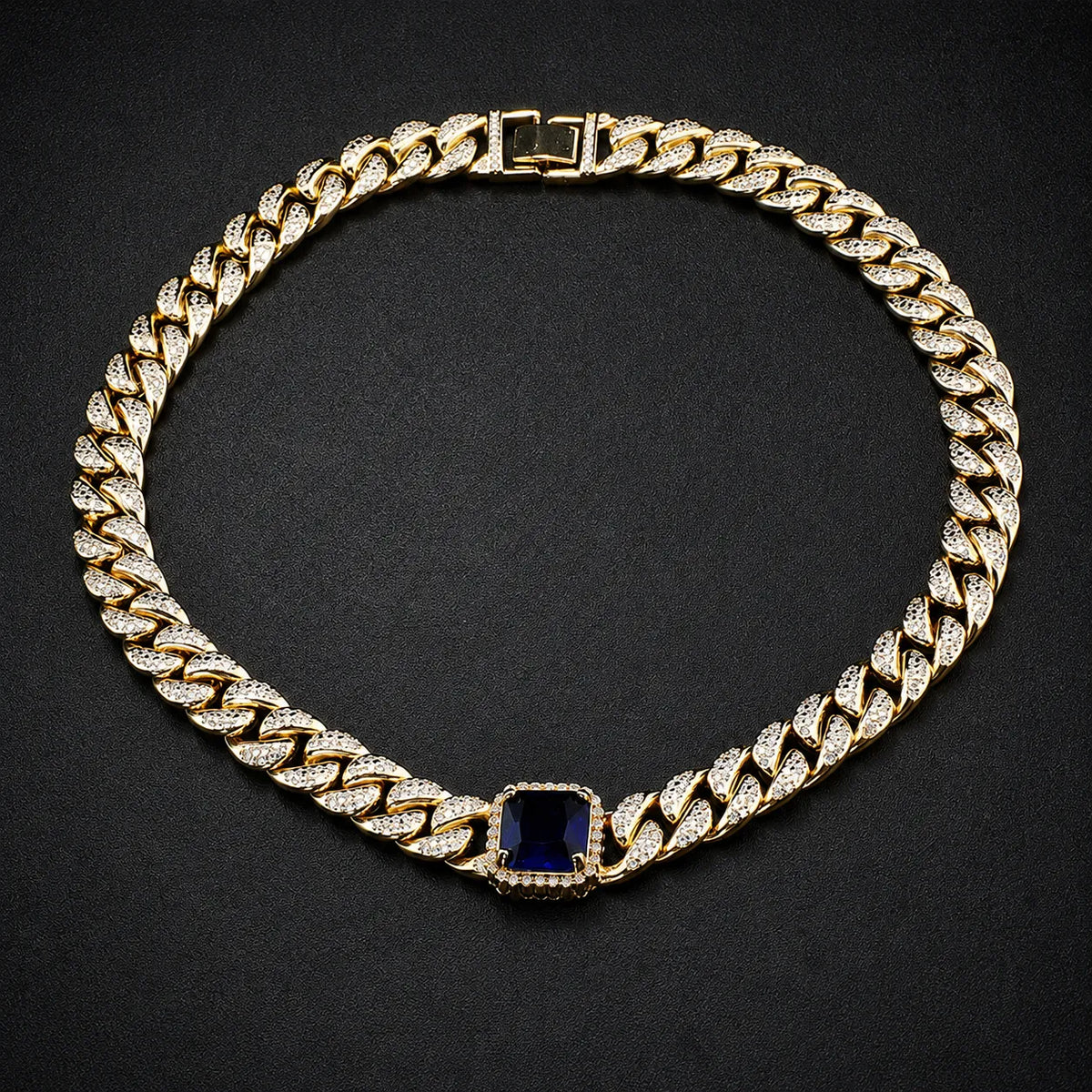 Parure de bijoux de luxe saphir bleu cristal collier boucles d'oreilles bracelet