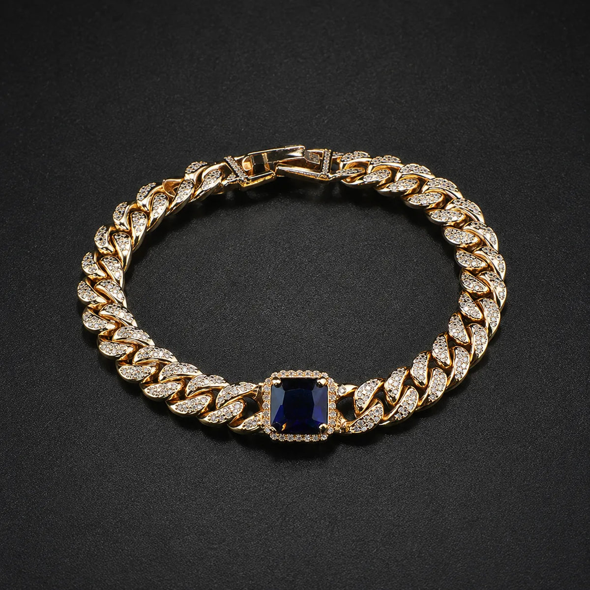 Parure de bijoux de luxe saphir bleu cristal collier boucles d'oreilles bracelet