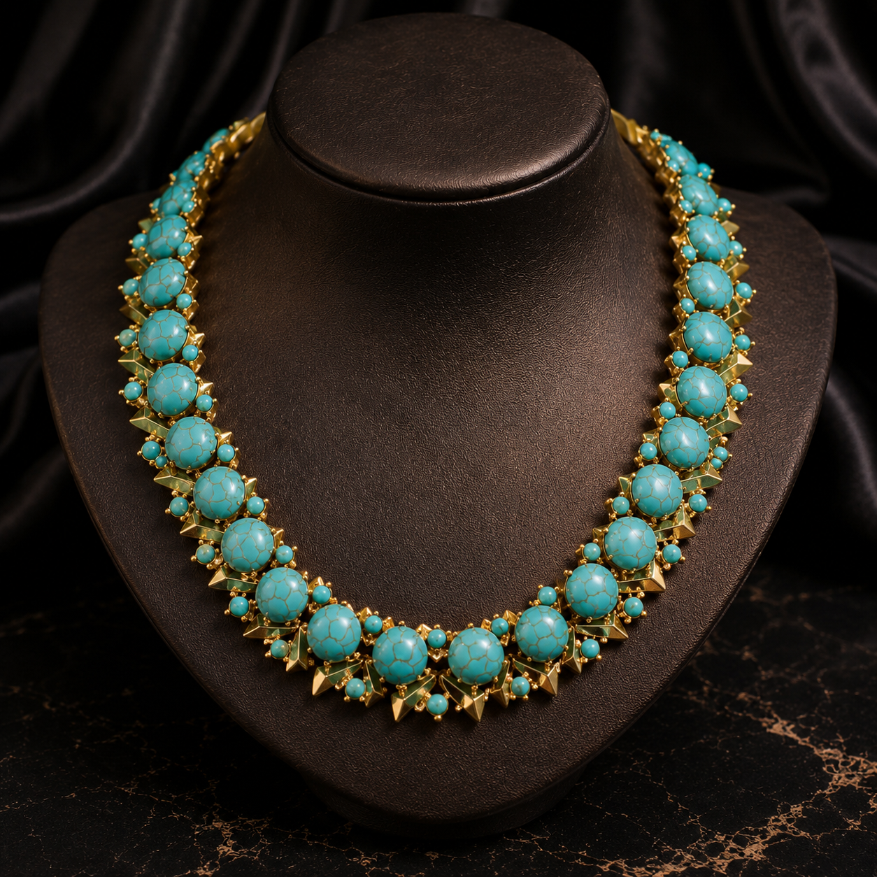Luxury Turquoise Beaded Necklace Earrings Bracelet Jewelry Set