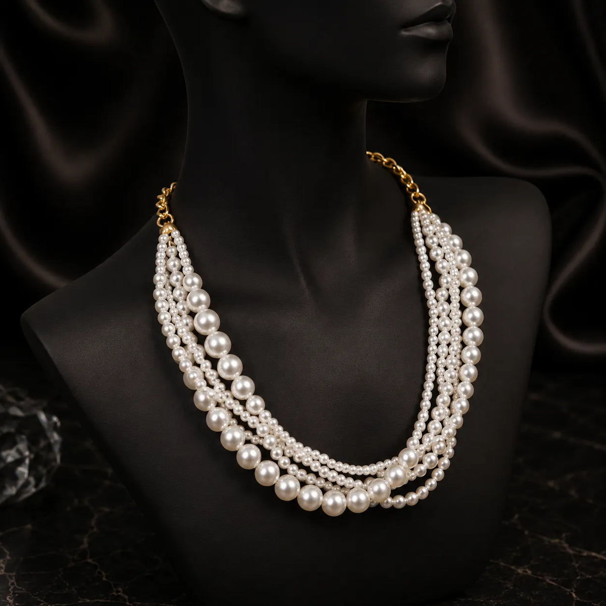 Collier de perles à plusieurs rangs élégant pour femme