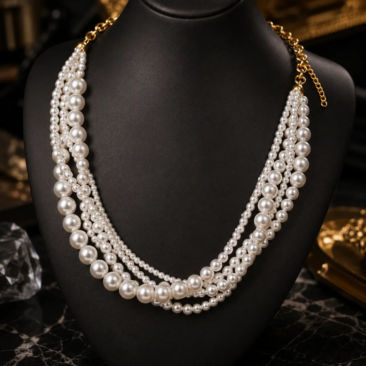 Collier de perles à plusieurs rangs élégant pour femme