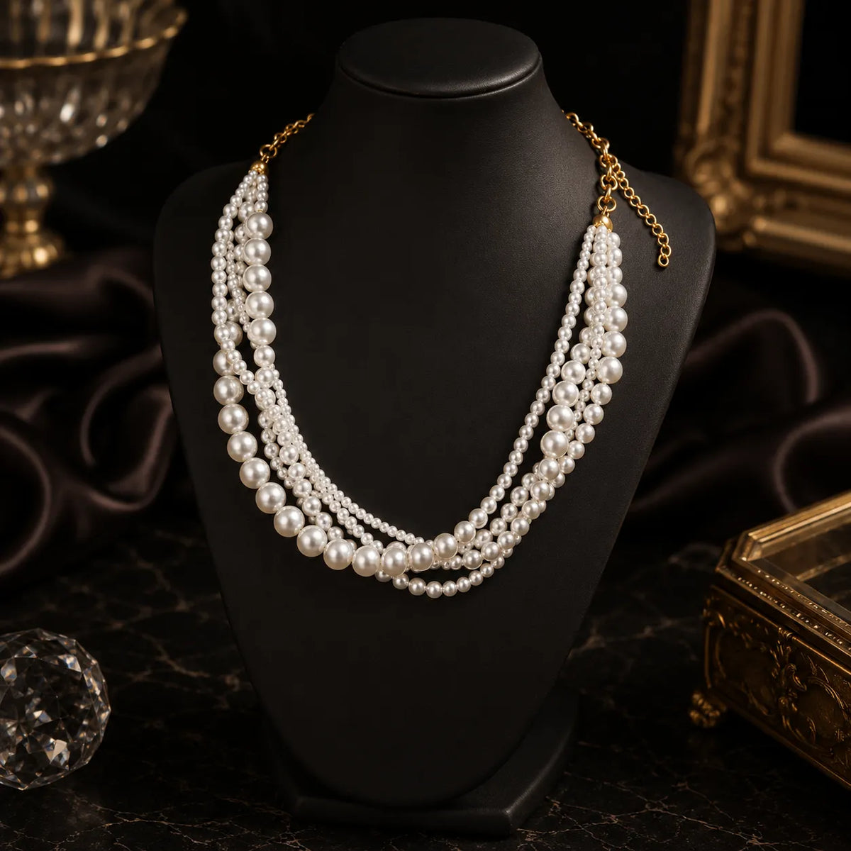 Collier de perles à plusieurs rangs élégant pour femme