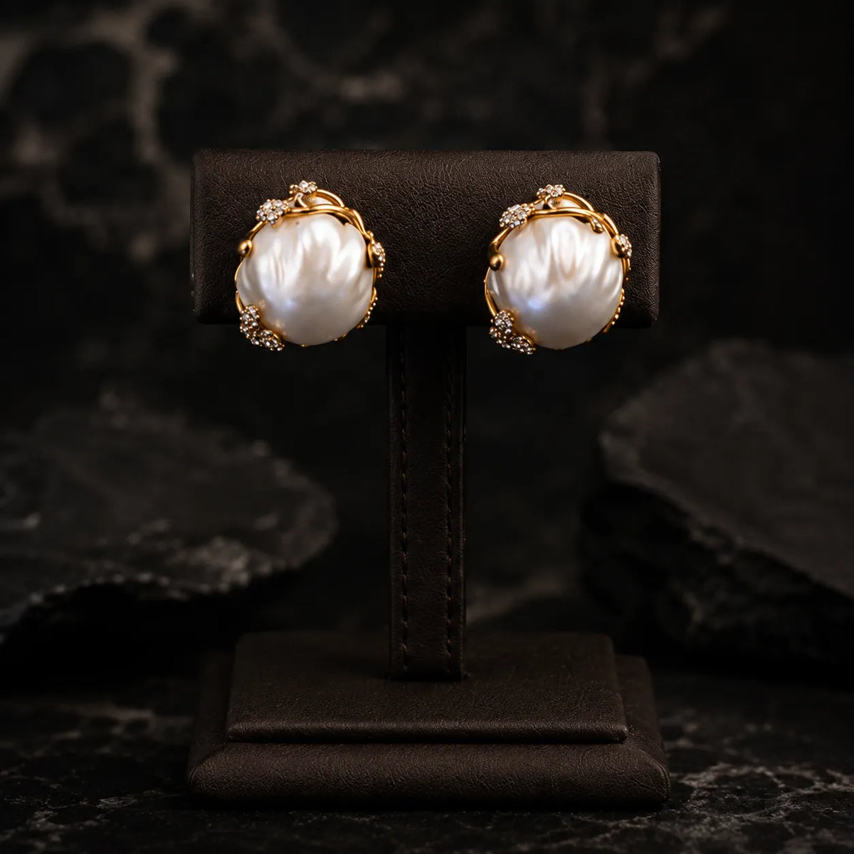 Luxury Baroque Pearl Necklace Ring and Earrings Jewelry Set for Women