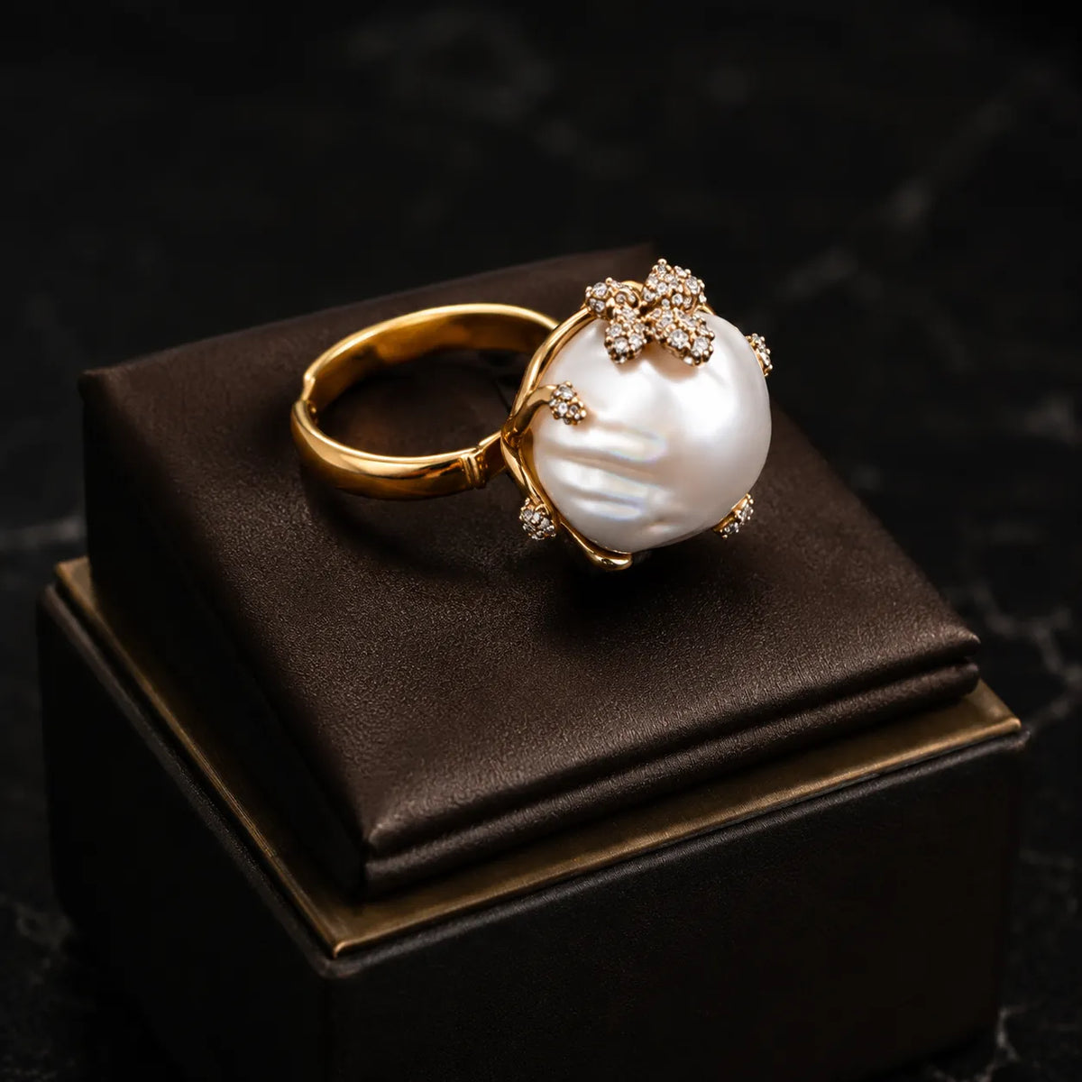 Luxury Baroque Pearl Necklace Ring and Earrings Jewelry Set for Women