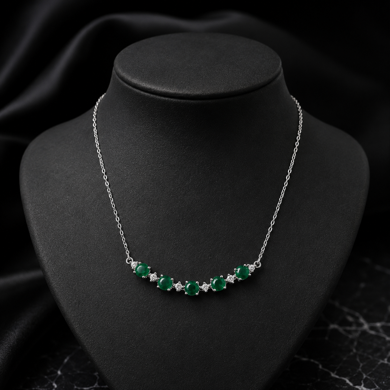 Elegant Jade Five-Stone Necklace for Women Minimalist Crystal Chain Jewelry