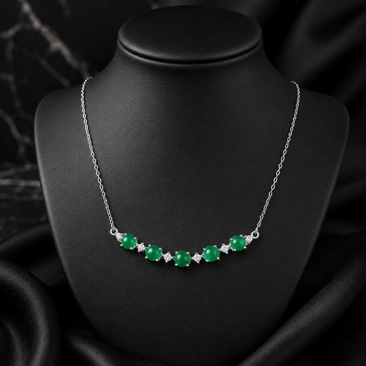 Elegant Jade Five-Stone Necklace for Women Minimalist Crystal Chain Jewelry