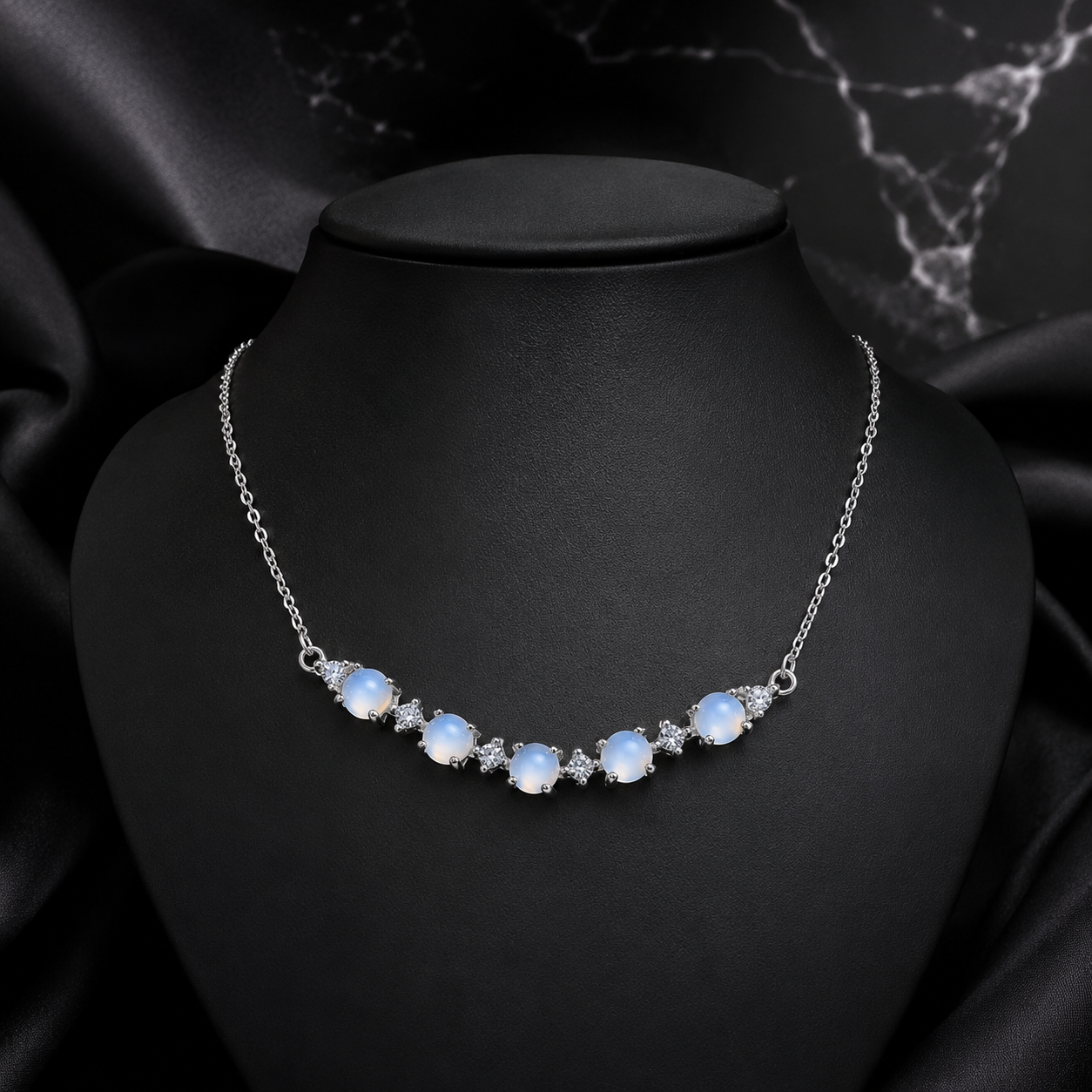 Elegant Jade Five-Stone Necklace for Women Minimalist Crystal Chain Jewelry