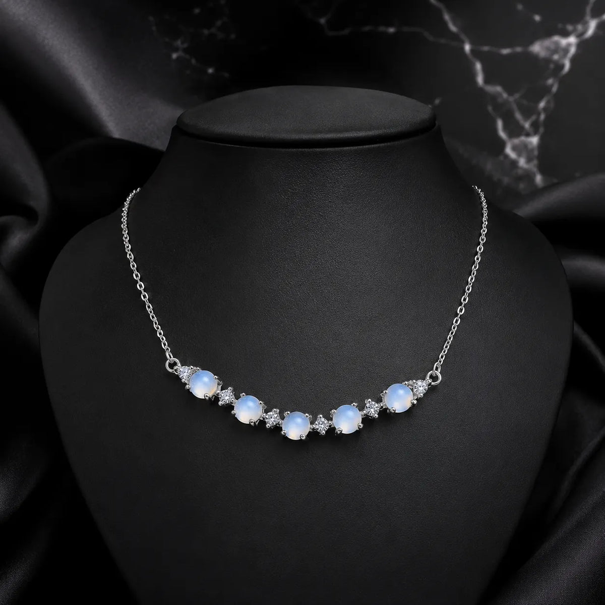 Elegant Jade Five-Stone Necklace for Women Minimalist Crystal Chain Jewelry
