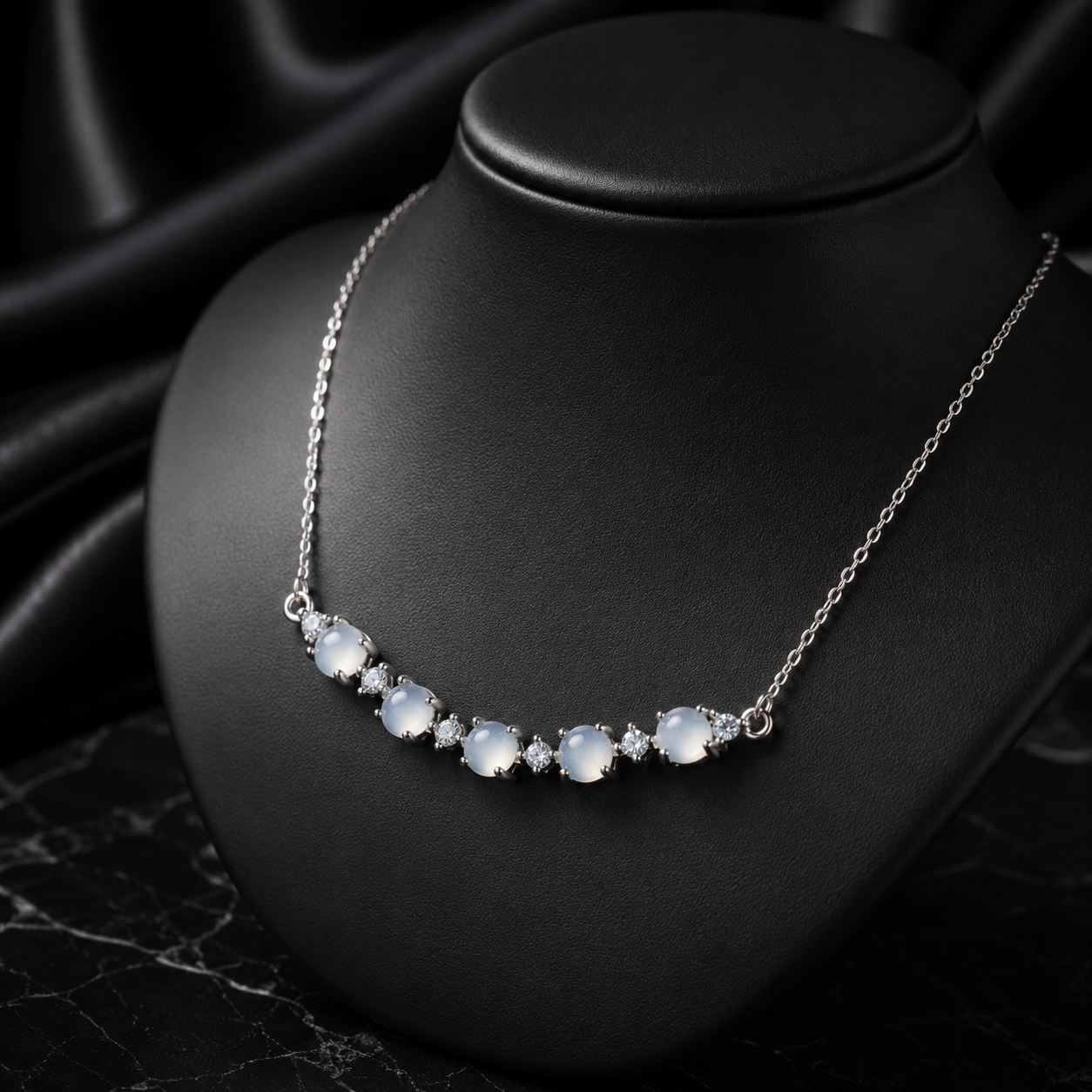 Elegant Jade Five-Stone Necklace for Women Minimalist Crystal Chain Jewelry