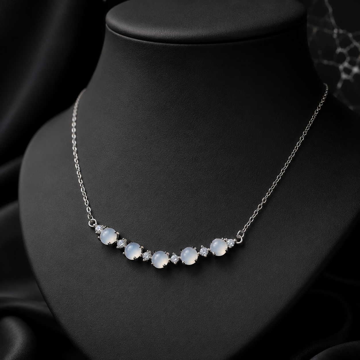 Elegant Jade Five-Stone Necklace for Women Minimalist Crystal Chain Jewelry