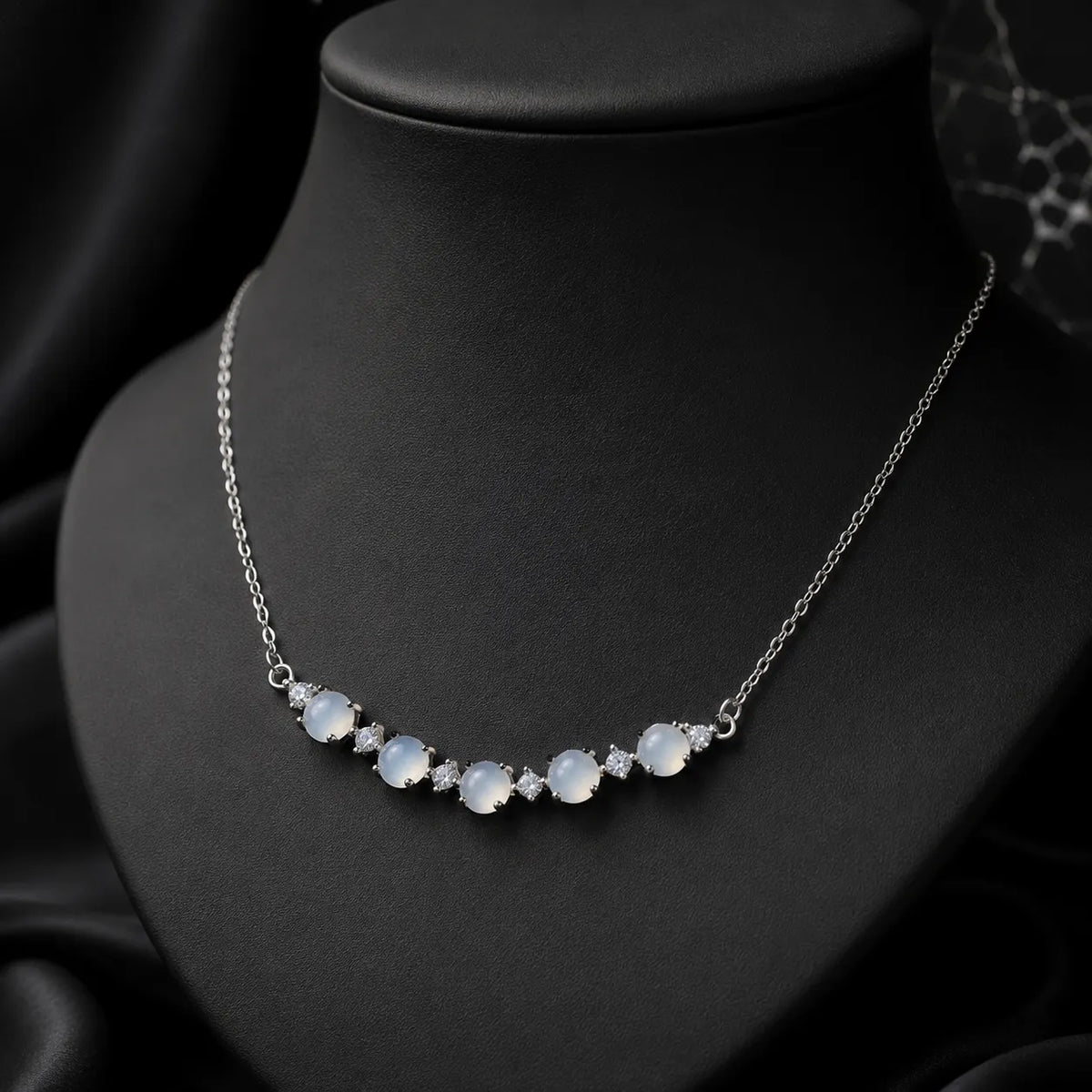 Elegant Jade Five-Stone Necklace for Women Minimalist Crystal Chain Jewelry