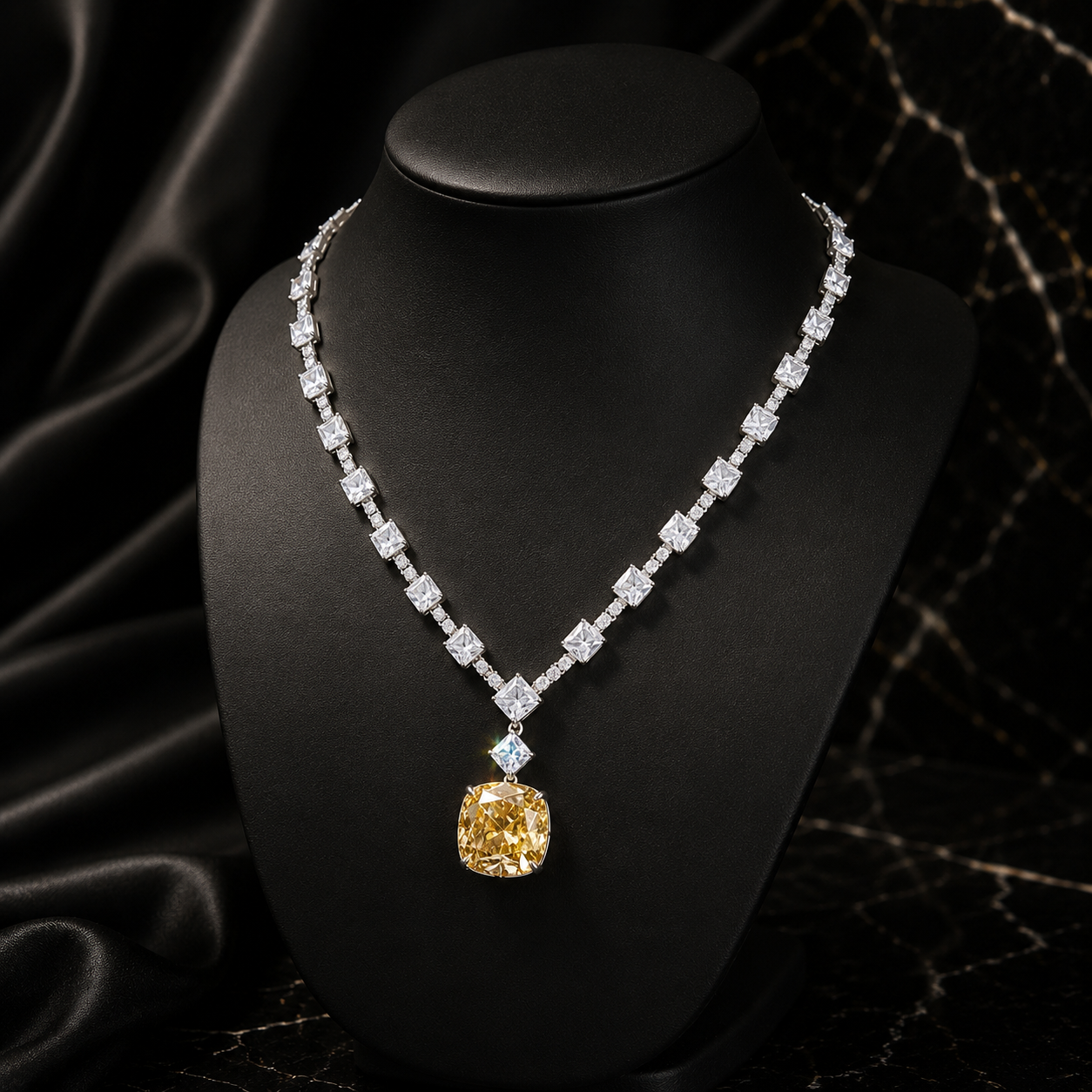 Luxury Square Cut Crystal Pendant Necklace Elegant Diamond-Style Jewelry for Women Statement Minimal Design
