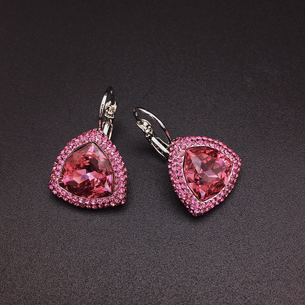 Elegant Purple Teardrop Earrings with Sparkling Crystal Detail