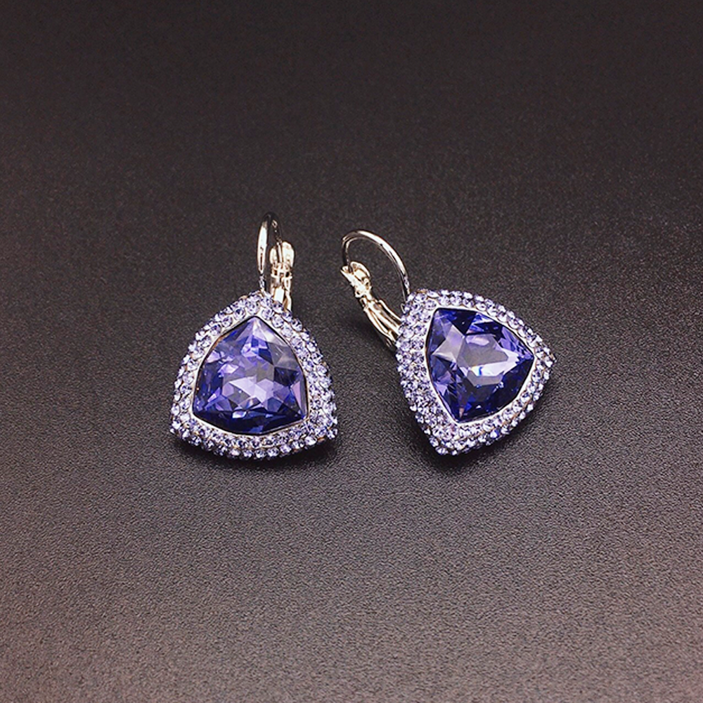 Elegant Purple Teardrop Earrings with Sparkling Crystal Detail