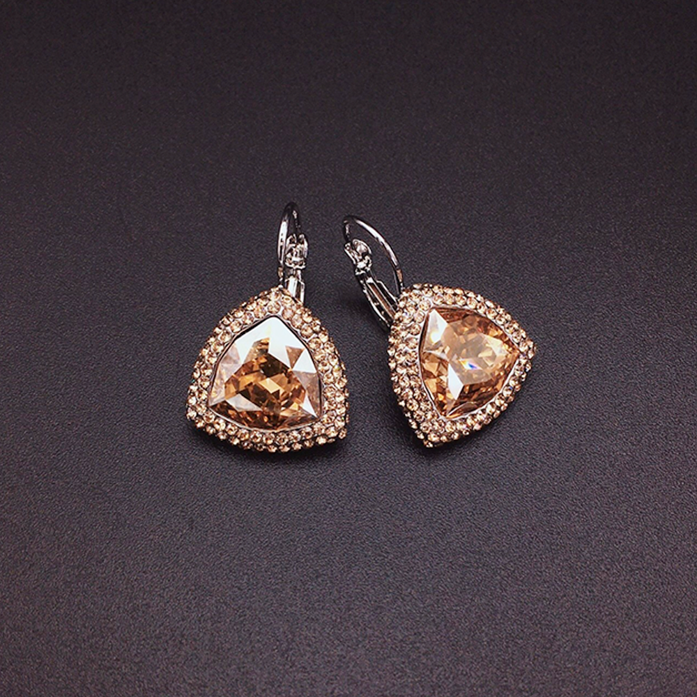 Elegant Purple Teardrop Earrings with Sparkling Crystal Detail
