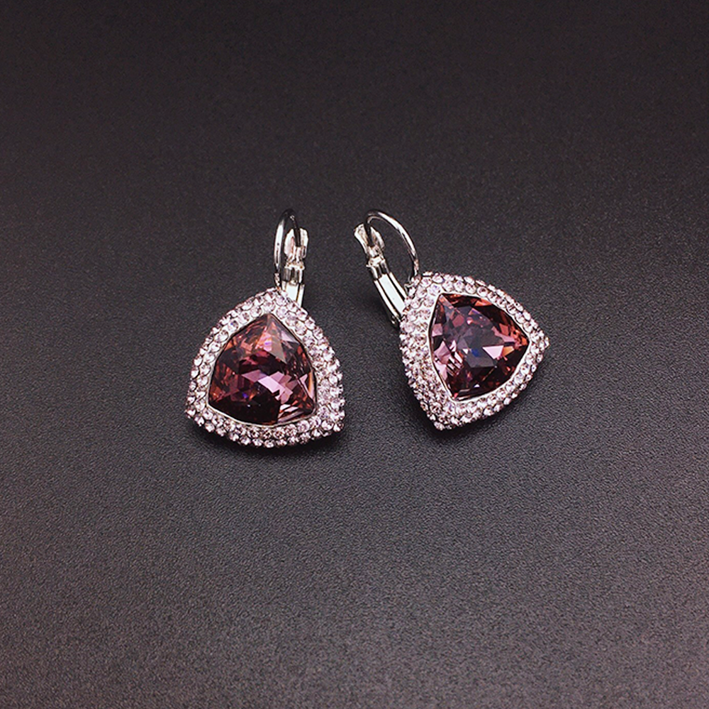 Elegant Purple Teardrop Earrings with Sparkling Crystal Detail