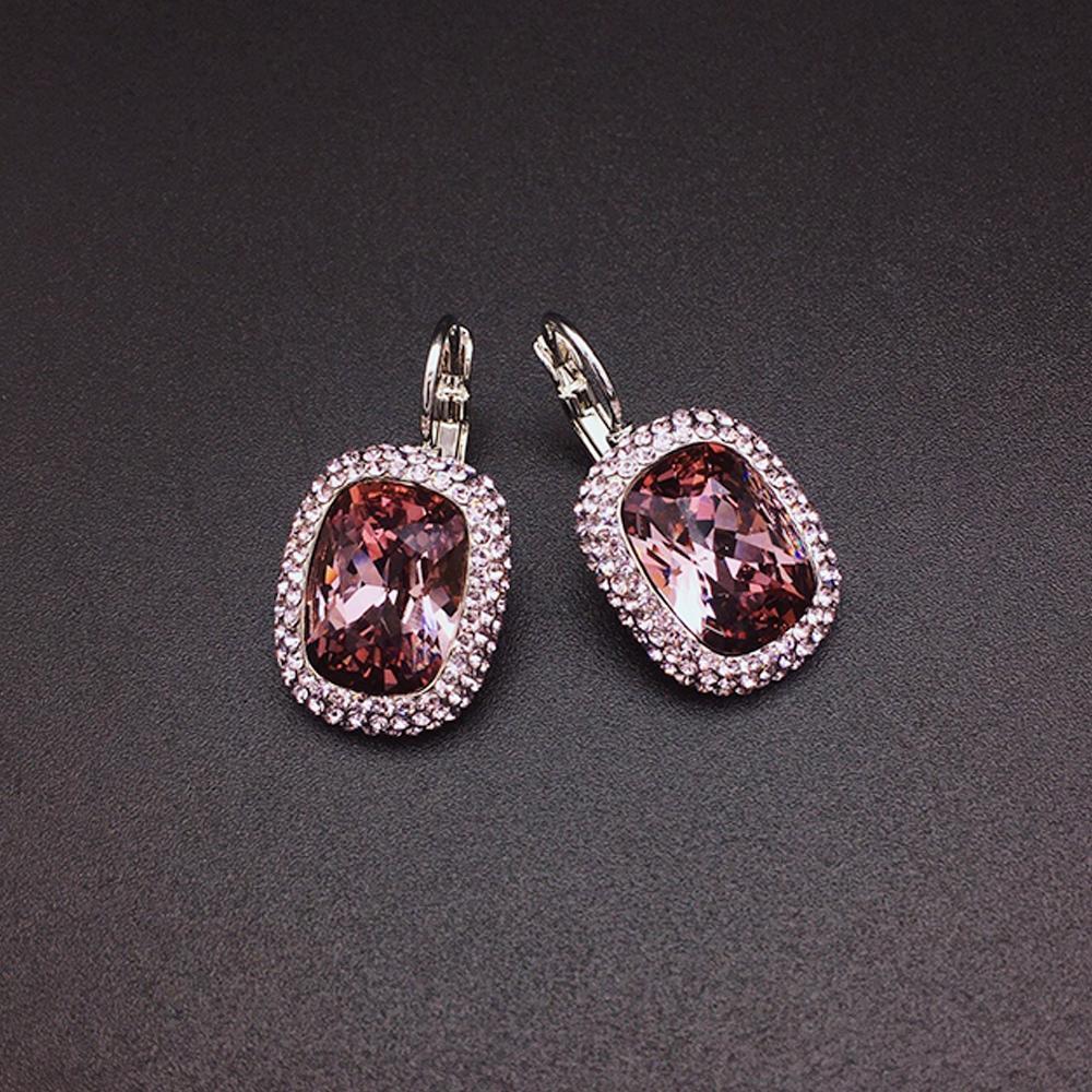 Elegant Purple Teardrop Earrings with Sparkling Crystal Detail