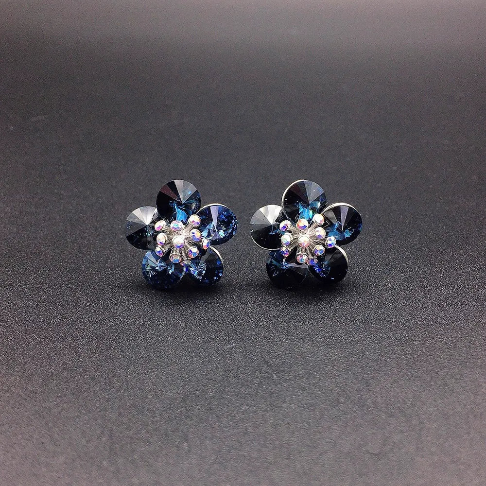 Boucles d'oreilles clous fleur en cristal multicolore pour femmes