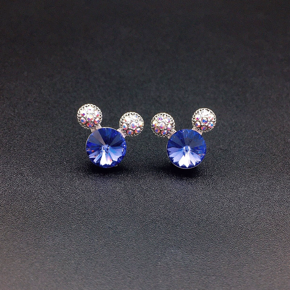 Boucles d'oreilles clous élégantes en cristal vert émeraude pour femme
