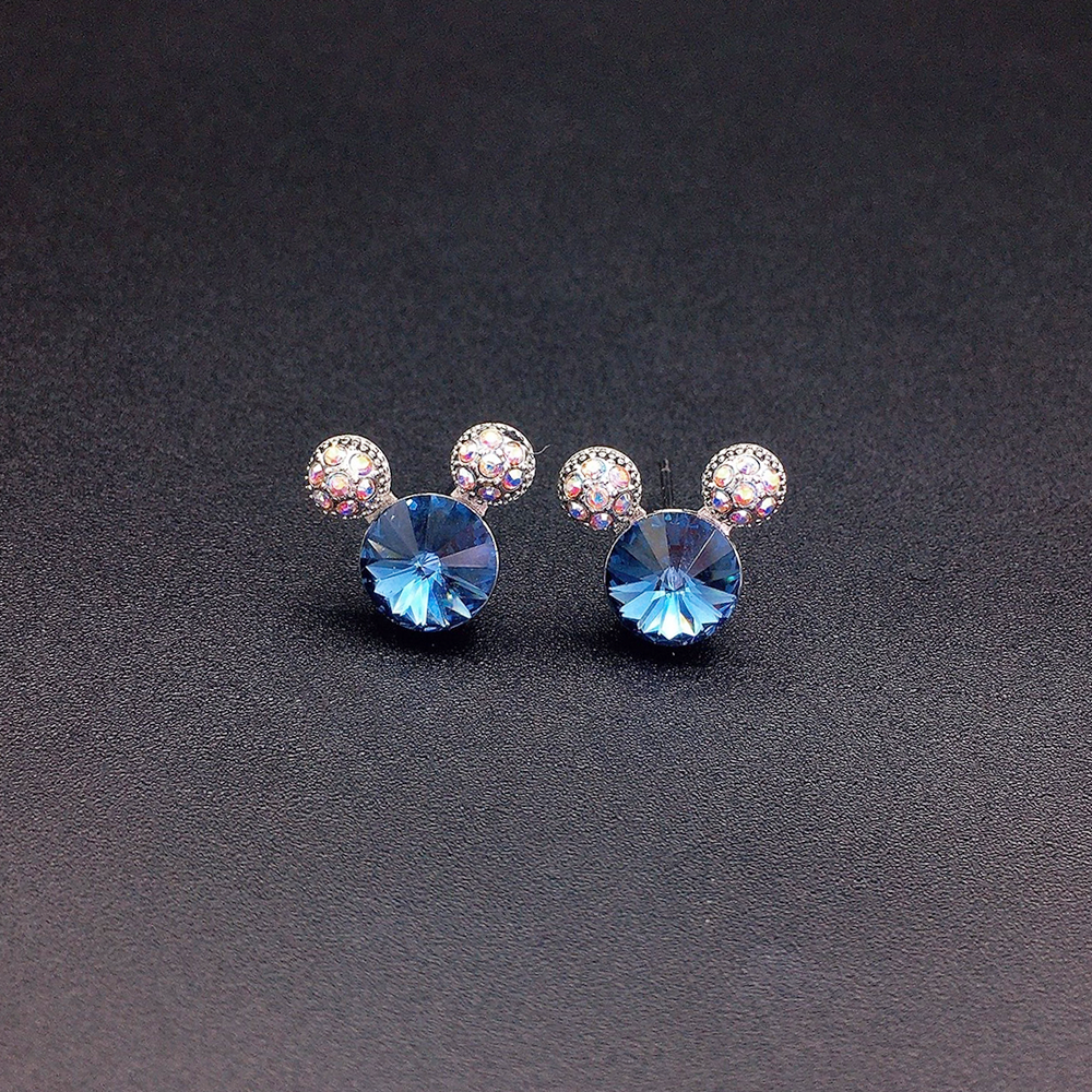 Boucles d'oreilles clous élégantes en cristal vert émeraude pour femme