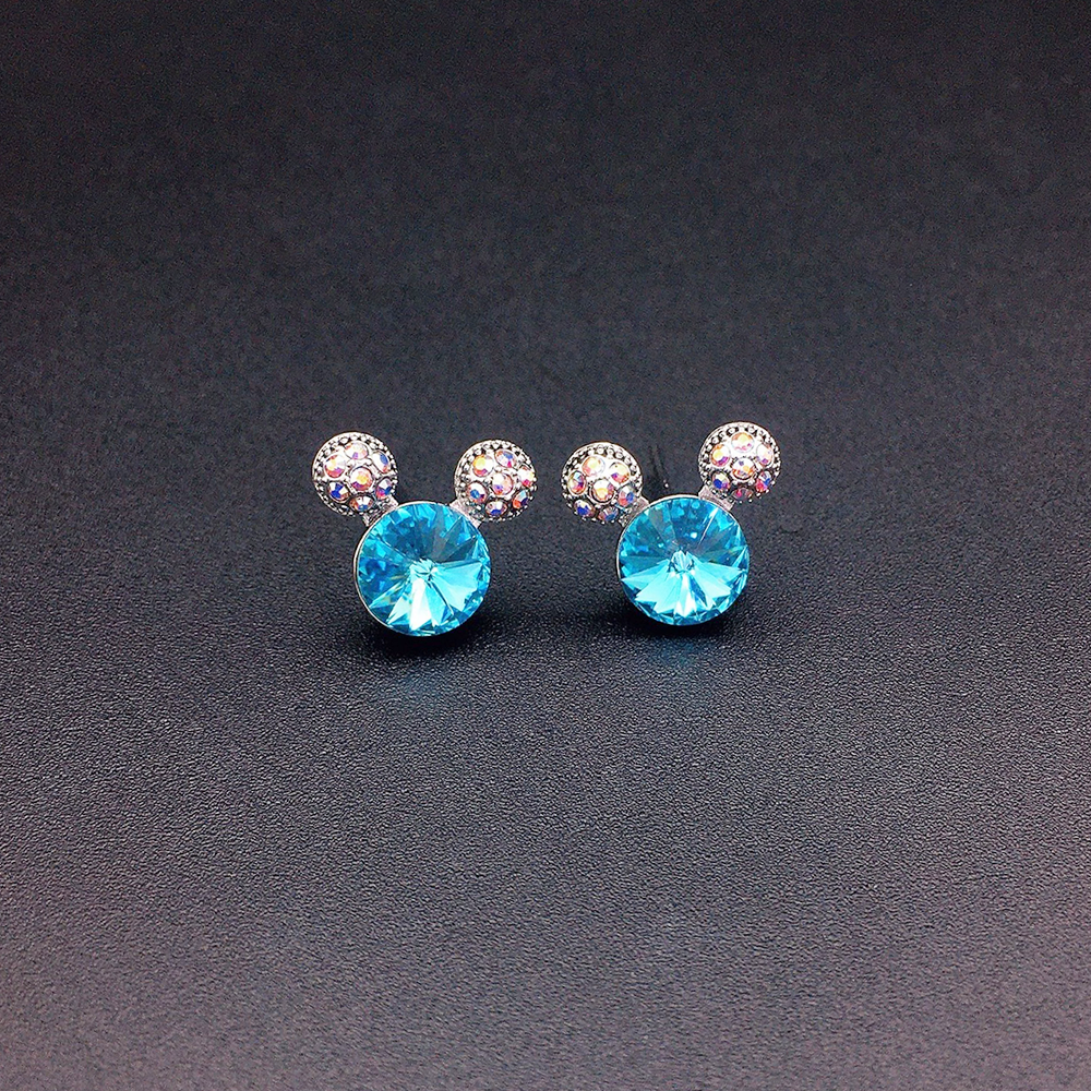 Boucles d'oreilles clous élégantes en cristal vert émeraude pour femme