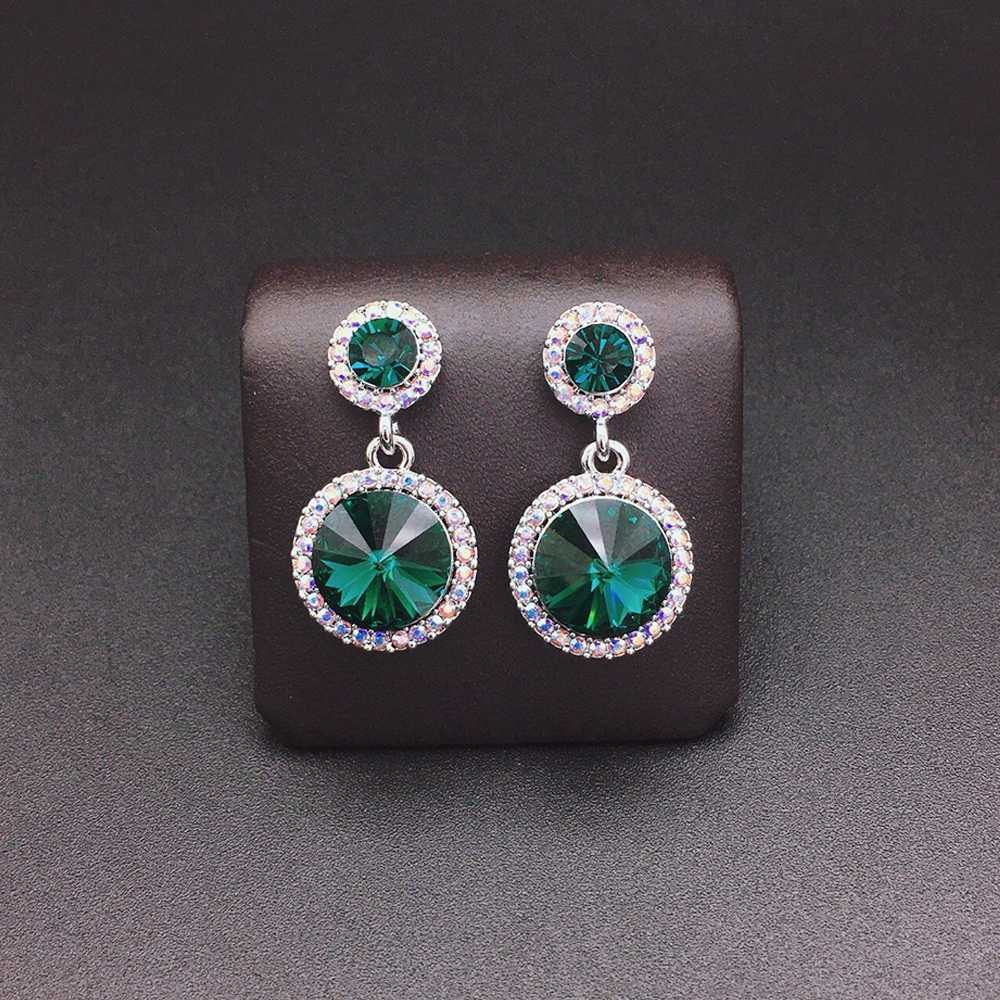 Chic Green Gemstone Look Earrings for Daily Wear
