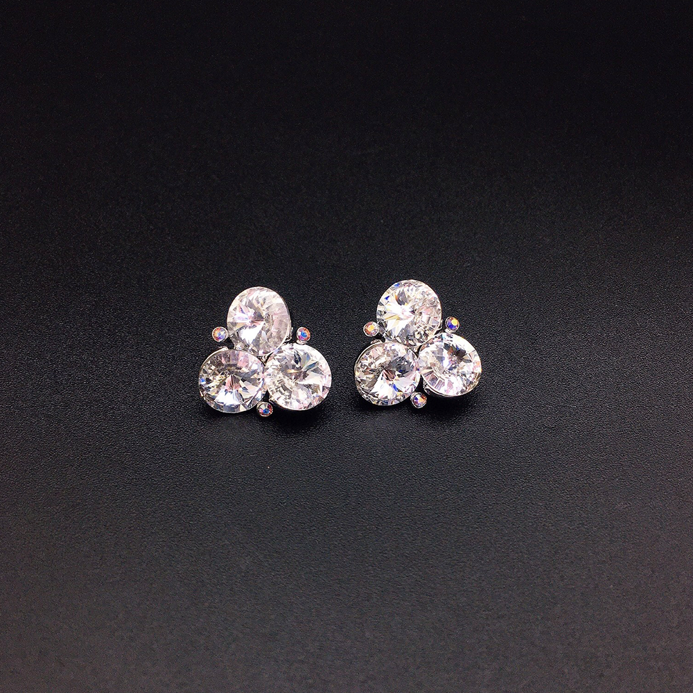 Chic Blue Three Stone Crystal Earrings for Women