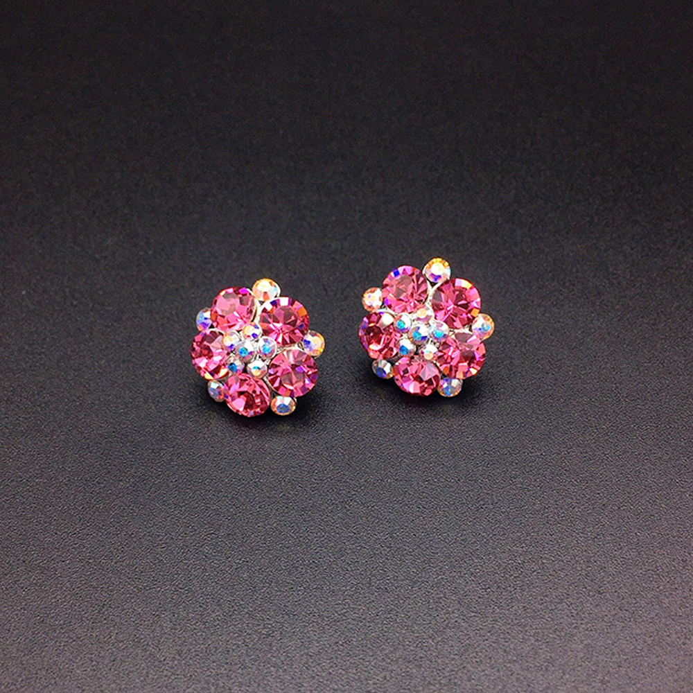 Boucles d'oreilles clous Fleur de cristal rose Rosy pour femmes