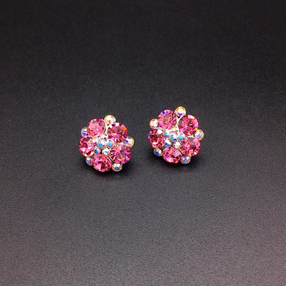 Boucles d'oreilles clous Fleur de cristal rose Rosy pour femmes
