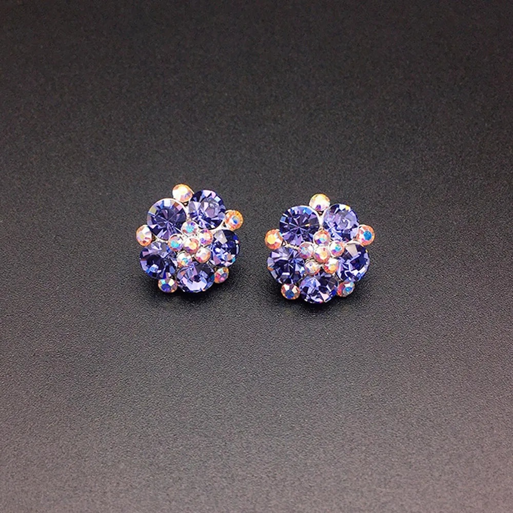 Boucles d'oreilles clous Fleur de cristal rose Rosy pour femmes