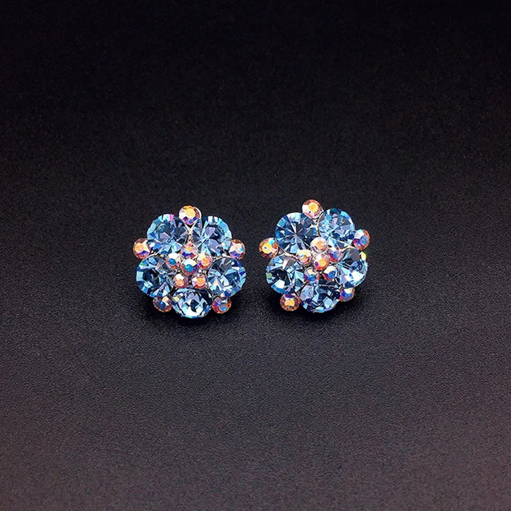 Boucles d'oreilles clous Fleur de cristal rose Rosy pour femmes