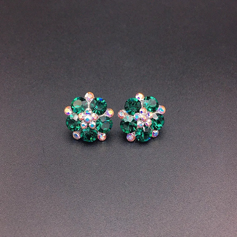 Boucles d'oreilles clous Fleur de cristal rose Rosy pour femmes