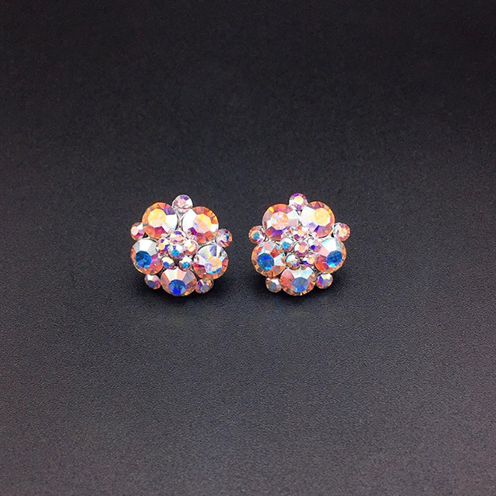 Boucles d'oreilles clous Fleur de cristal rose Rosy pour femmes