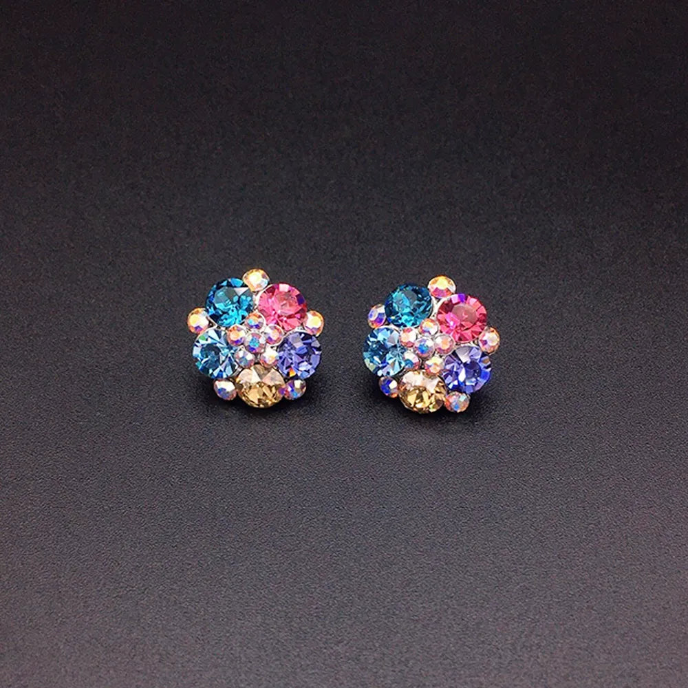 Boucles d'oreilles clous Fleur de cristal rose Rosy pour femmes