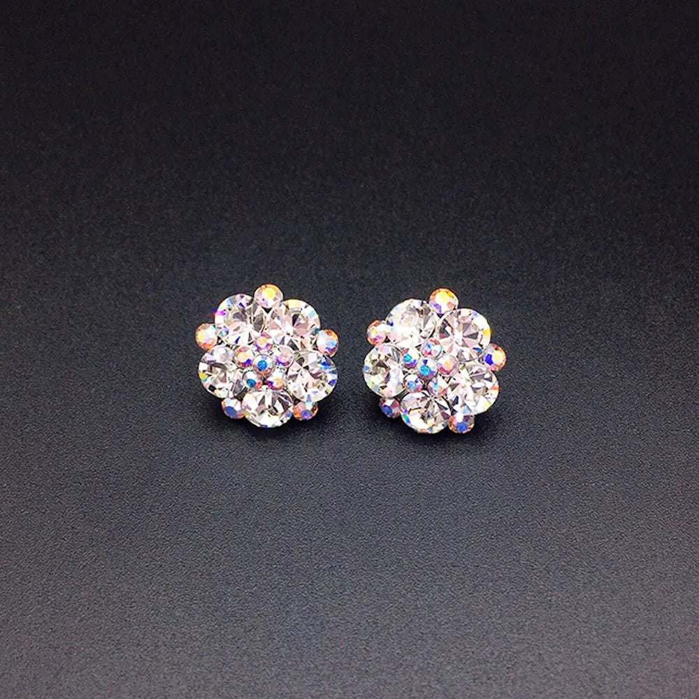 Boucles d'oreilles clous Fleur de cristal rose Rosy pour femmes