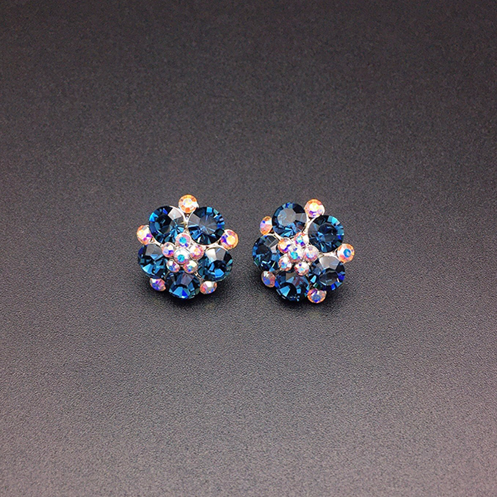 Boucles d'oreilles clous Fleur de cristal rose Rosy pour femmes