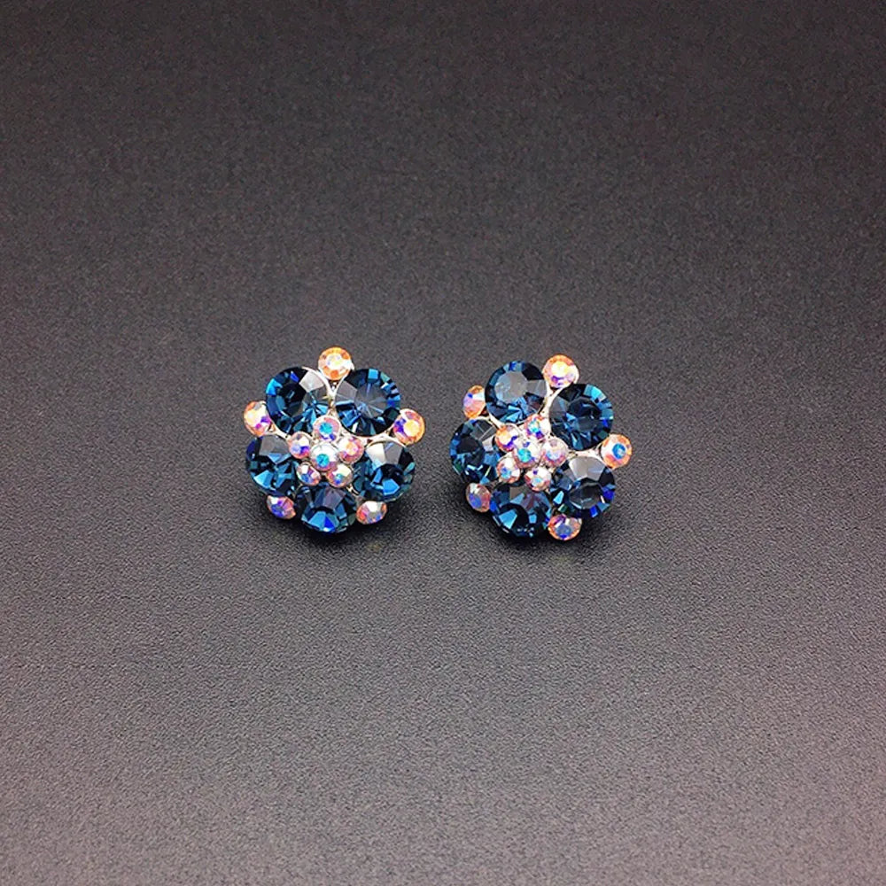 Boucles d'oreilles clous Fleur de cristal rose Rosy pour femmes