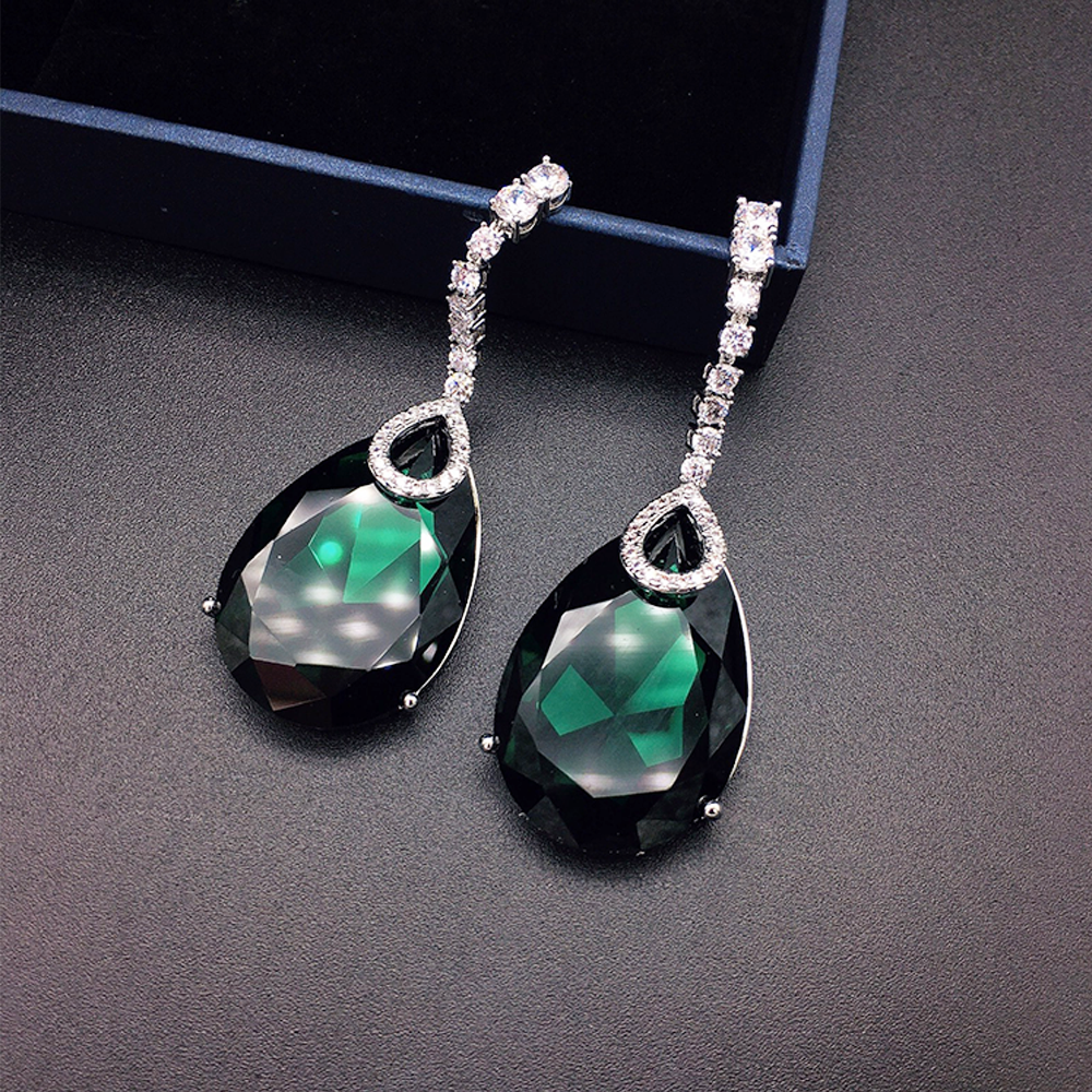 Boucles d'oreilles pendantes surdimensionnées bleu marine de luxe pour femmes