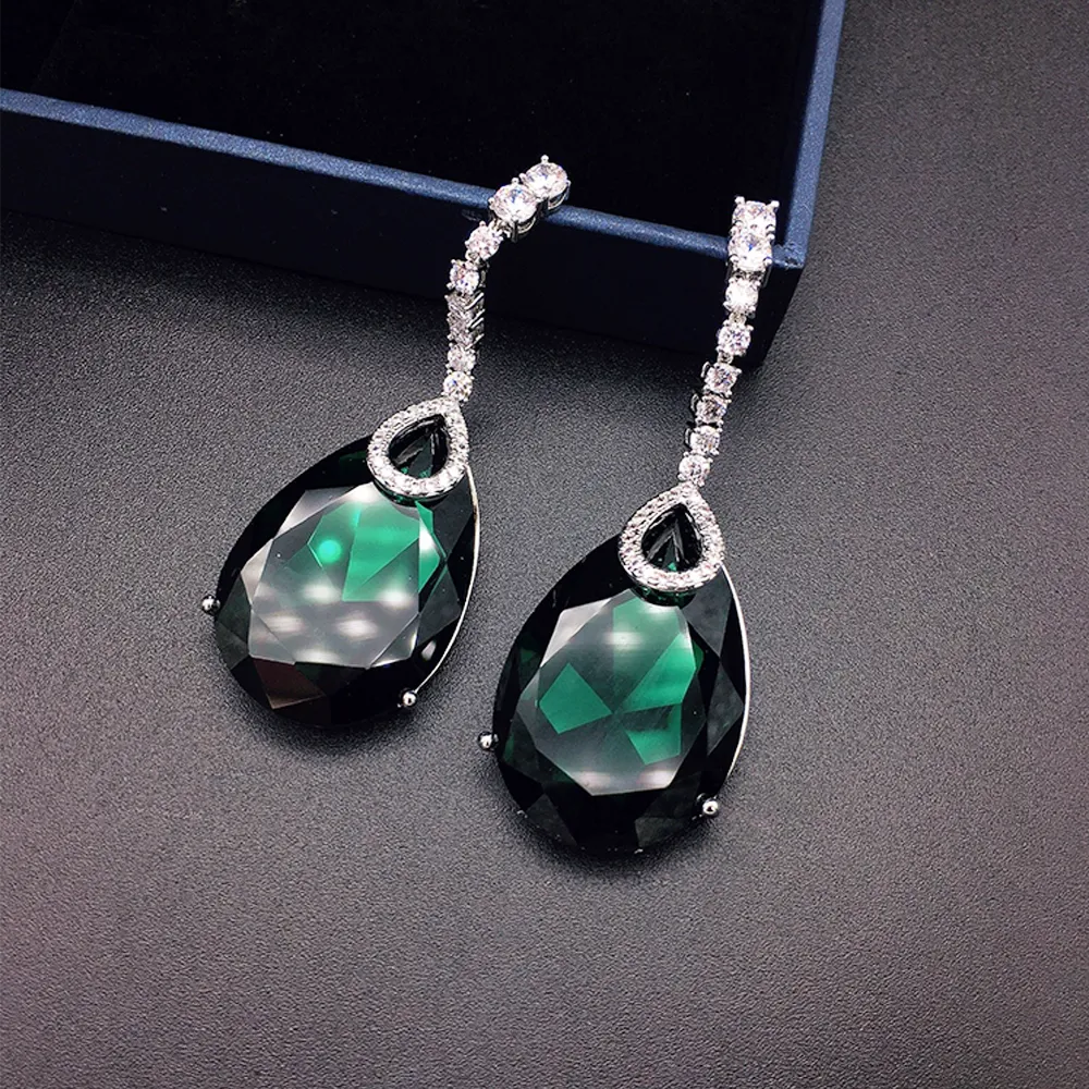 Boucles d'oreilles pendantes surdimensionnées bleu marine de luxe pour femmes