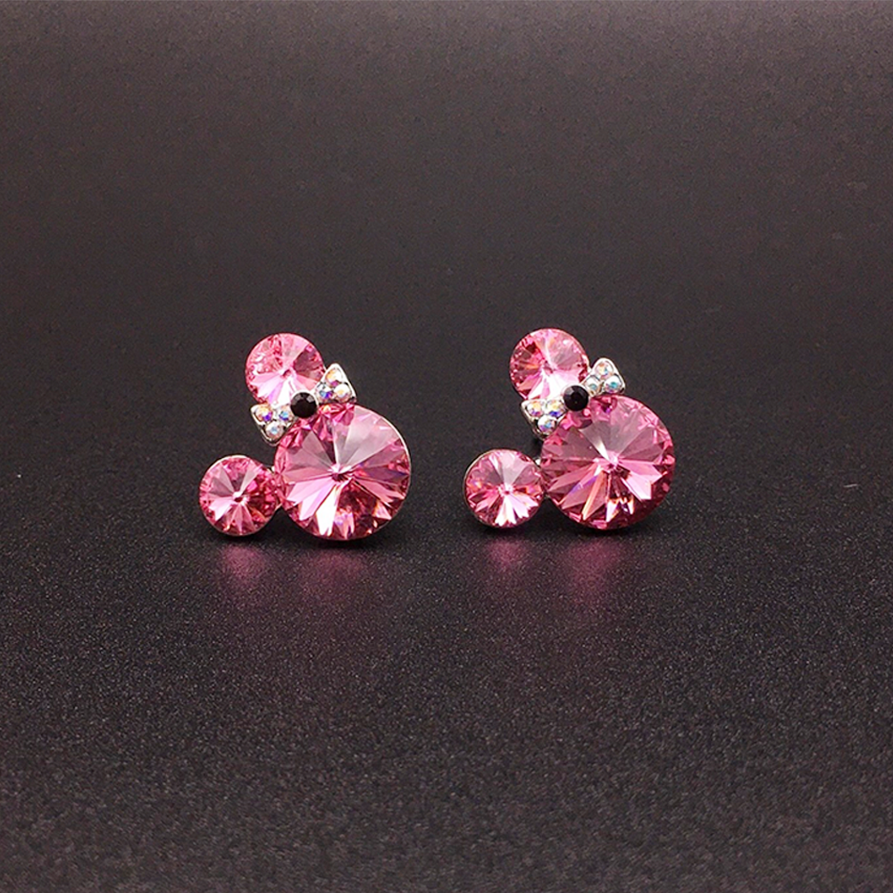 Boucles d'oreilles clous en cristal à bulles roses mignonnes pour femmes