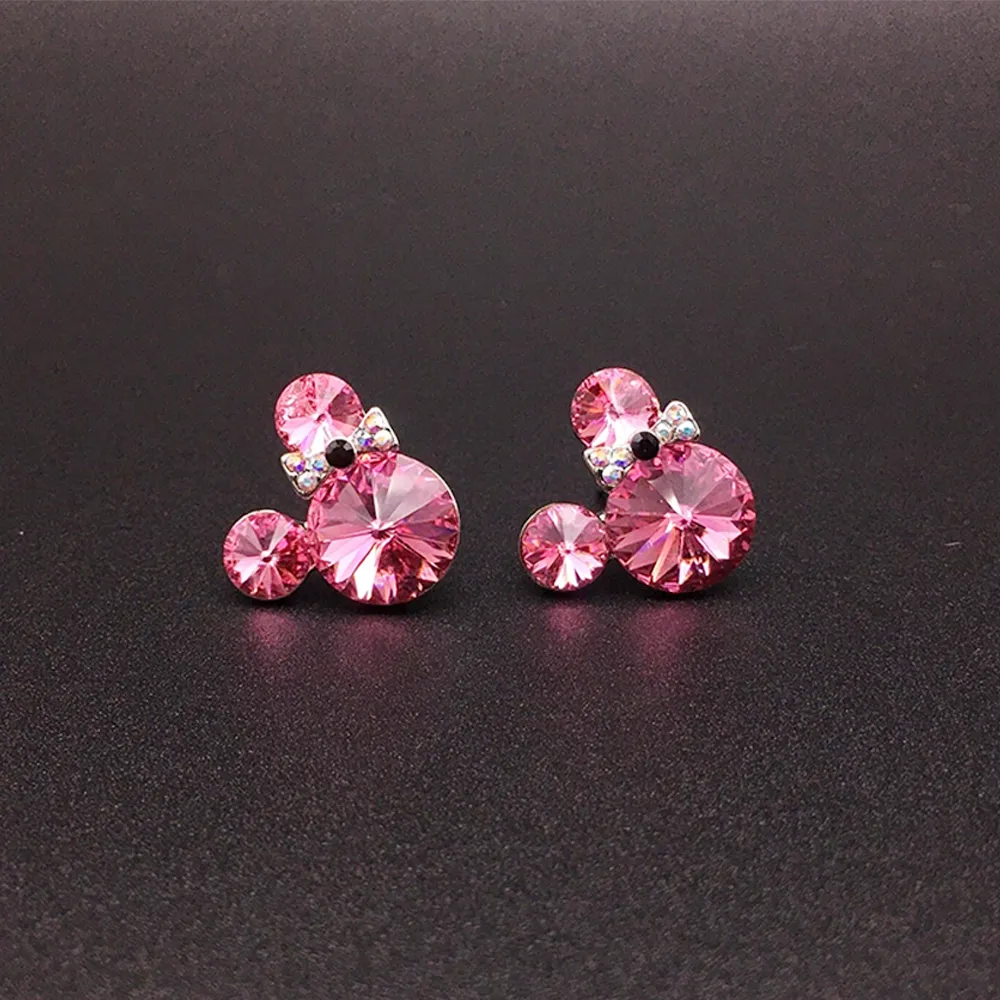 Boucles d'oreilles clous en cristal à bulles roses mignonnes pour femmes