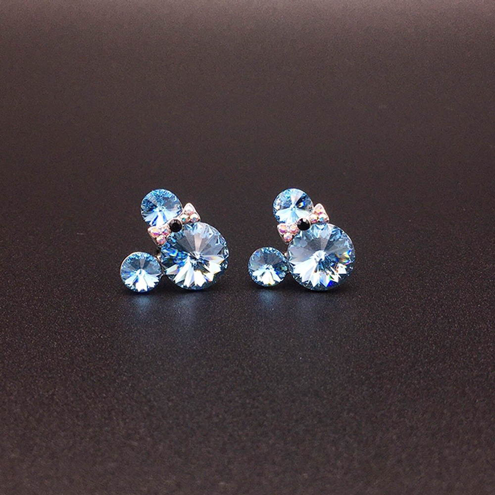 Boucles d'oreilles clous en cristal à bulles roses mignonnes pour femmes
