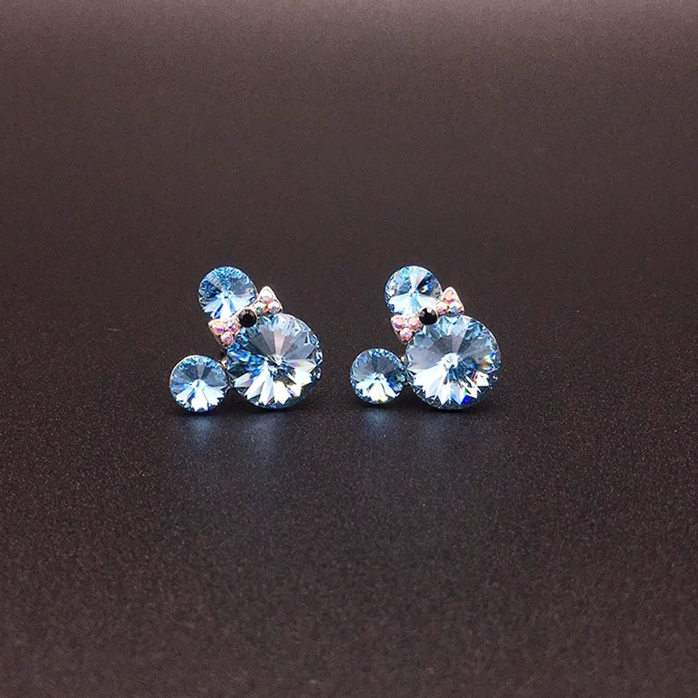 Boucles d'oreilles clous en cristal à bulles roses mignonnes pour femmes